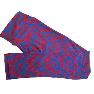 1229 LuLaRoe Leggings Size OS Blue with Red Dots Print New